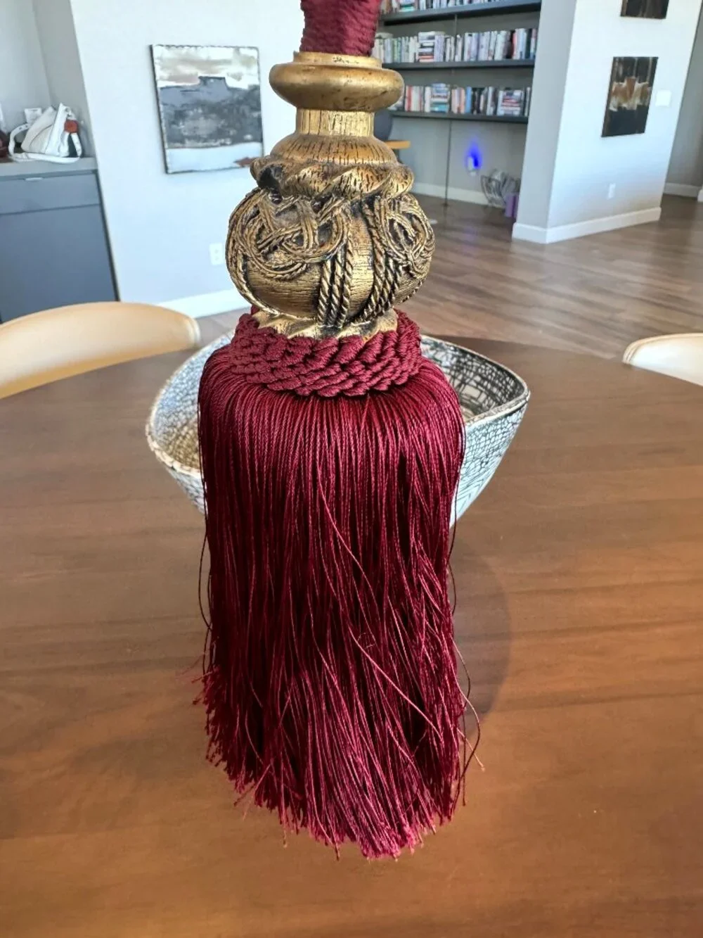 Burgundy and Gold Curtain Drapery Tie-Back Tassel 24